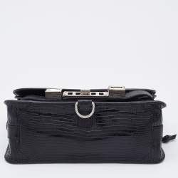Pre Owned Proenza Schouler Black Croc Embossed Leather PS11 Classic Crossbody Bag