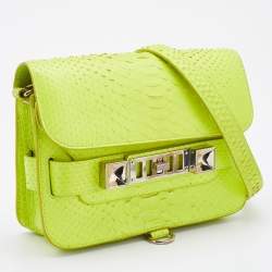 Proenza Schouler Neon Green Python Mini Classic PS11 Shoulder Bag