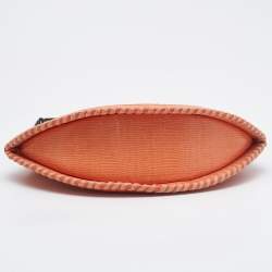 Pre Owned Proenza Schouler Orange/White Textured Leather and Stingray Tika Clutch Bag