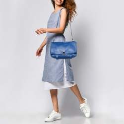Pre Owned Proenza Schouler Blue/Purple  Leather PS Courier Shoulder Bag