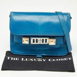 Pre Owned Proenza Schouler Blue Leather Mini Classic PS11 Shoulder Bag