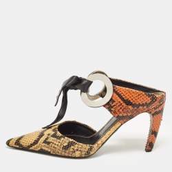 Proenza Schouler Multicolor Python Embossed Leather Pointed Toe Mules Size 38