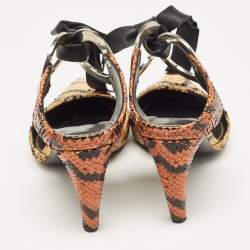 Proenza Schouler Multicolor Python Embossed Leather Pointed Toe Mules Size 38
