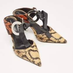 Proenza Schouler Multicolor Python Embossed Leather Pointed Toe Mules Size 38