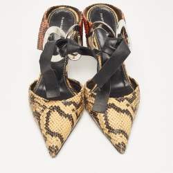 Proenza Schouler Multicolor Python Embossed Leather Pointed Toe Mules Size 38