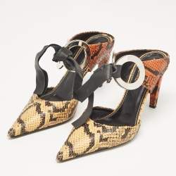 Proenza Schouler Multicolor Python Embossed Leather Pointed Toe Mules Size 38