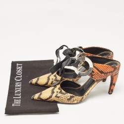 Proenza Schouler Multicolor Python Embossed Leather Pointed Toe Mules Size 38