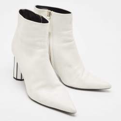 Proenza Schouler White Leather Ankle Length Boots Size 38