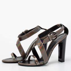 Proenza Schouler Metallic Patent Leather Iridescent Strappy Sandals Size 37.5