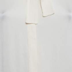 Pre Owned Rachel Zoe Cream Silk Blend Tie Collar Blouse S