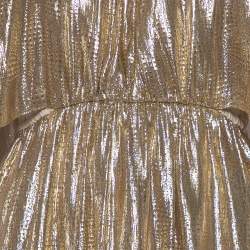 Rachel Zoe Gold Lurex Silk Cold Shoulder Overlay Detail Marlene Maxi Dress M