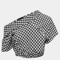 Rachel Comey Black/White Gingham Crepe Asymmetrical Crop Top S
