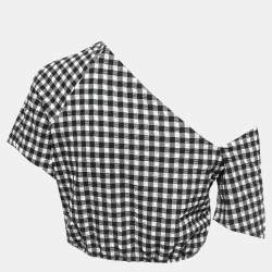 Rachel Comey Black/White Gingham Crepe Asymmetrical Crop Top S