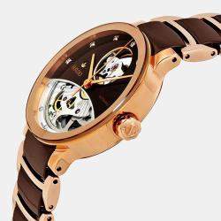 Rado Brown High-Tech Ceramic Stainless Steel Centrix Open Heart R30248712 Women's Wristwatch 33 mm