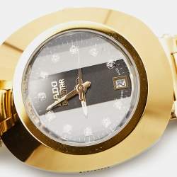 Pre Owned Rado Black CVD Coated Tungsten Carbide Gold PVD Coated Stainless Steel Diastar R12306313 Women's Wristwatch 27.30 m