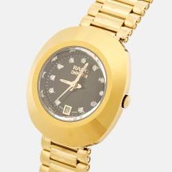 Pre Owned Rado Black CVD Coated Tungsten Carbide Gold PVD Coated Stainless Steel Diastar R12306313 Women's Wristwatch 27.30 m