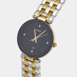مملوكة مسبقًا Rado Black Two-Tone Stainless Steel Diamond Florence R48871713 Women's Wristwatch 28 mm