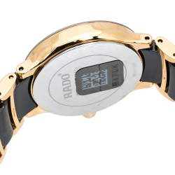 Rado Black Ceramic Gold PVD Coated Stainless Steel Diamond Centrix R30555712 Women's Wristwatch 28 mm