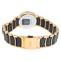 Rado Black Ceramic Gold PVD Coated Stainless Steel Diamond Centrix R30555712 Women's Wristwatch 28 mm