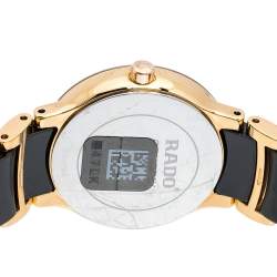 Rado Black Ceramic Gold PVD Coated Stainless Steel Diamond Centrix R30555712 Women's Wristwatch 28 mm