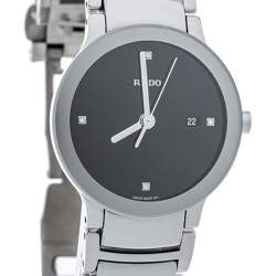 Pre Owned Rado Black Stainless Steel Diamond Centrix 111.0928.3 Women's Wristwatch 28 mm