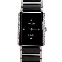Pre Owned Rado Black Ceramic Stainless Steel Integral 15304303 Women's Wristwatch 18 mm