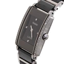 Pre Owned Rado Black Ceramic Stainless Steel Integral 15304303 Women's Wristwatch 18 mm