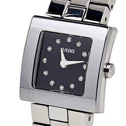 Pre Owned Rado Black Stainless Steel DiaStar 322.0682.3.071  Women's Wristwatch 20 mm