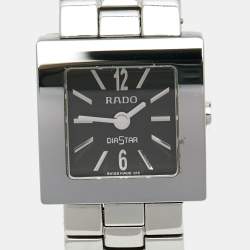Rado Black Stainless Steel Carbon Carbide Diastar R18682153 Women's Wristwatch 20 mm