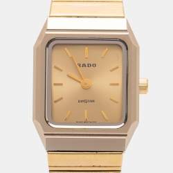 Rado Champagne Gold Plated Stainless Steel Tungsten Carbide Diastar R1027101706 Women's Wristwatch 20 mm