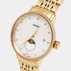 Rado Mother of Pearl Diamond Rose Gold Plated Stainless Steel Coupole R22884923 Women's Wristwatch 34 mm