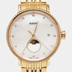 Rado Mother of Pearl Diamond Rose Gold Plated Stainless Steel Coupole R22884923 Women's Wristwatch 34 mm