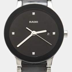 Rado Black Diamond Ceramic Stainless Steel Centrix R30935712 Women's Wristwatch 28 mm 