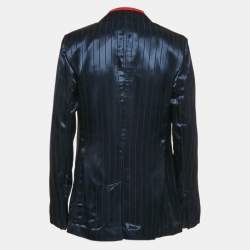 Rag & Bone Navy Blue Striped Satin Double Breasted Blazer M
