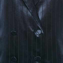 Rag & Bone Navy Blue Striped Satin Double Breasted Blazer M
