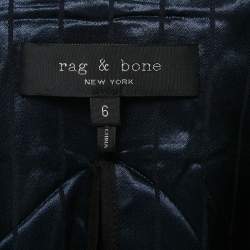 Rag & Bone Navy Blue Striped Satin Double Breasted Blazer M