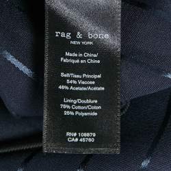 Rag & Bone Navy Blue Striped Satin Double Breasted Blazer M