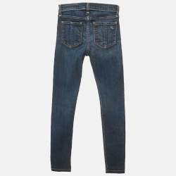 Pre Owned Rag & Bone Blue Denim High Rise Skinny jeans S Waist 24"