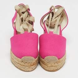 Pre Owned صندل رالف لورين كولكشن كعب روكي إسبادريل سيور متعاكسة جلد أبيض مقاس 40