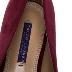 Pre Owned Ralph Lauren Red Suede Slip On Flat Loafers Size 42
