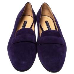 Pre Owned Ralph Lauren Purple Suede Slip On Flat Loafers Size 37
