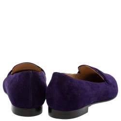 Pre Owned Ralph Lauren Purple Suede Slip On Flat Loafers Size 37