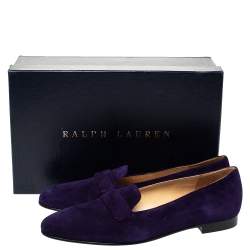 Pre Owned Ralph Lauren Purple Suede Slip On Flat Loafers Size 37