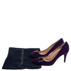 Pre Owned Ralph Lauren Purple Suede Buckle Embellished Pumps Size 38
