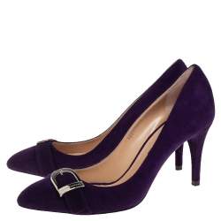 Pre Owned Ralph Lauren Purple Suede Buckle Embellished Pumps Size 38