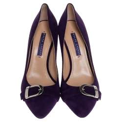 Pre Owned Ralph Lauren Purple Suede Buckle Embellished Pumps Size 38