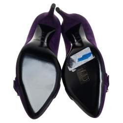 Pre Owned Ralph Lauren Purple Suede Buckle Embellished Pumps Size 38