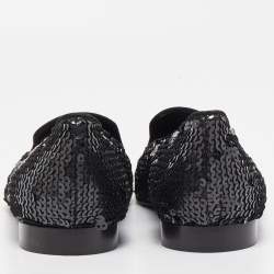 Pre Owned Ralph Lauren Collection Black Sequins Slip On Smoking Slipper Size 40