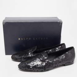 Pre Owned Ralph Lauren Collection Black Sequins Slip On Smoking Slipper Size 40