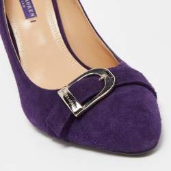 Pre Owned Ralph Lauren Collection Purple Suede Buckle Embellished Pumps Size 41
